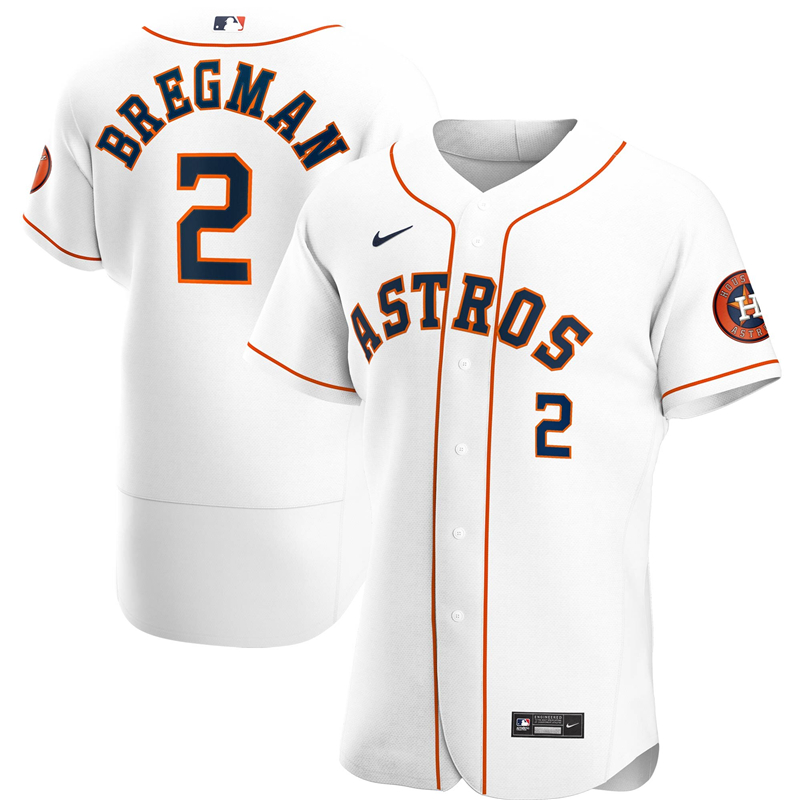 2020 MLB Men Houston Astros 2 Alex Bregman Nike White Home 2020 Authentic Player Jersey 1